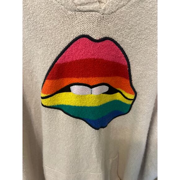 Torrid Women's Beige Raglan Pullover Hoodie Rainbow Lips Sweater Plus Size 3XL - Picture 3 of 9